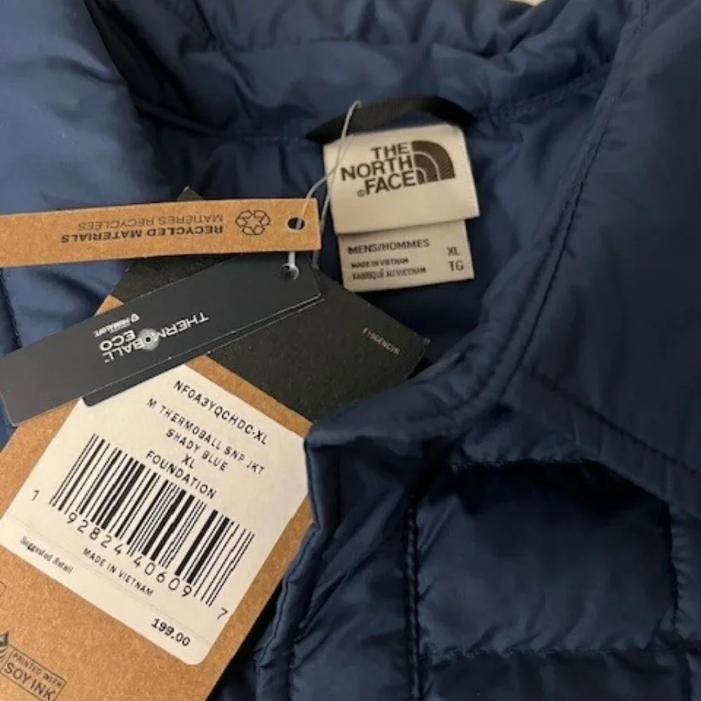 The North Face Men's Navy Quilted Puffer Shirt Jacket